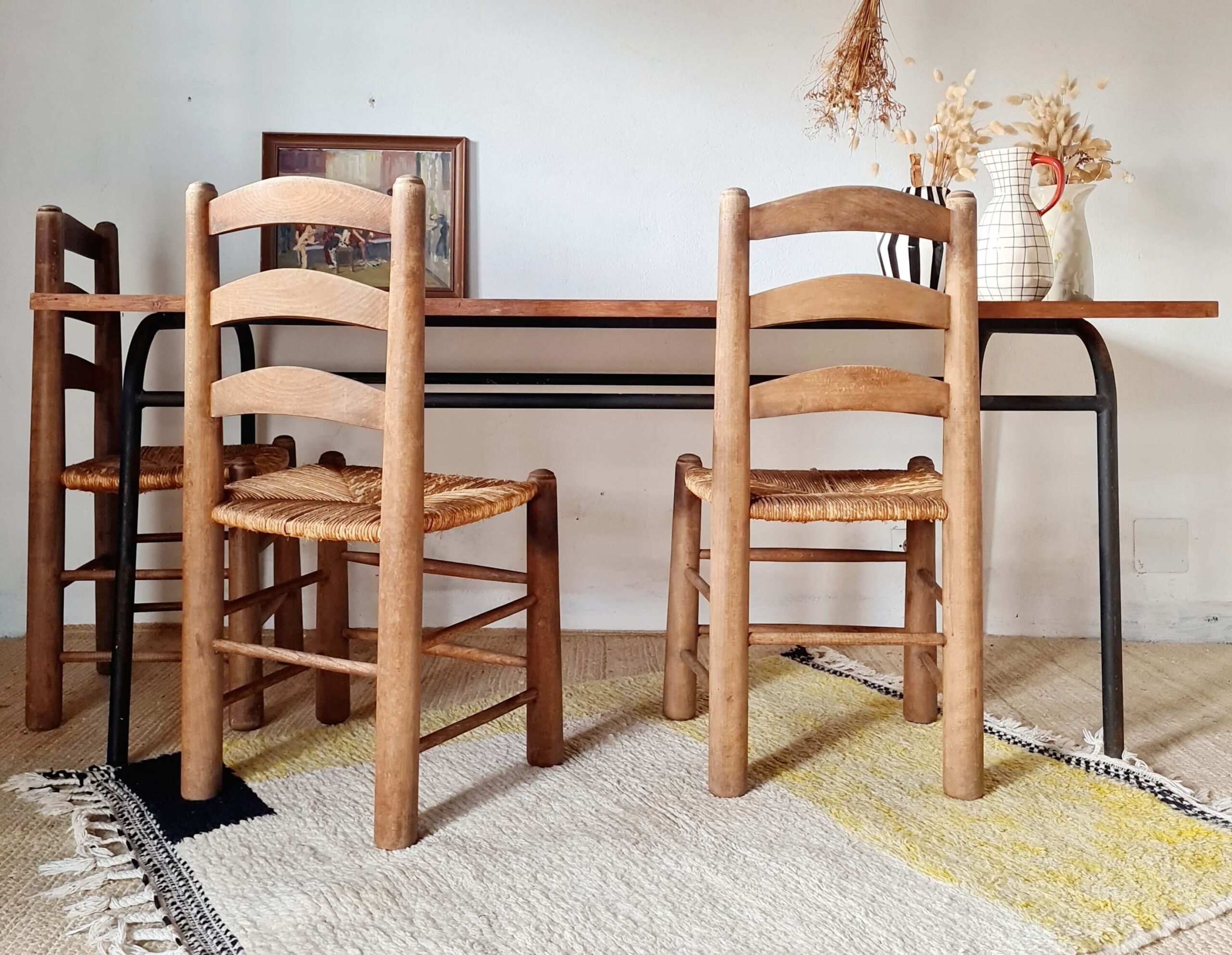 Table industrielle vintage bois et métal