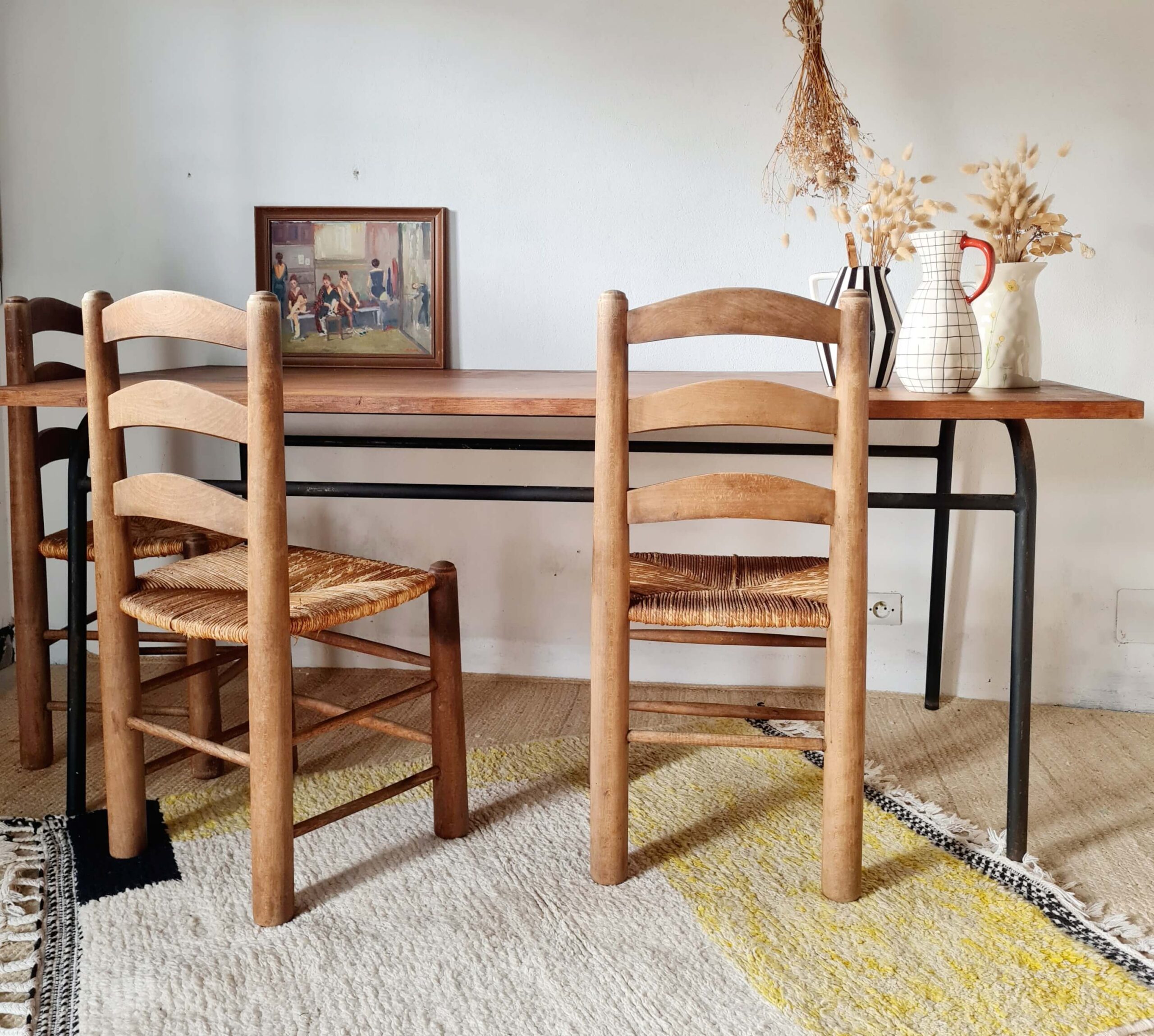 Table industrielle vintage bois et métal