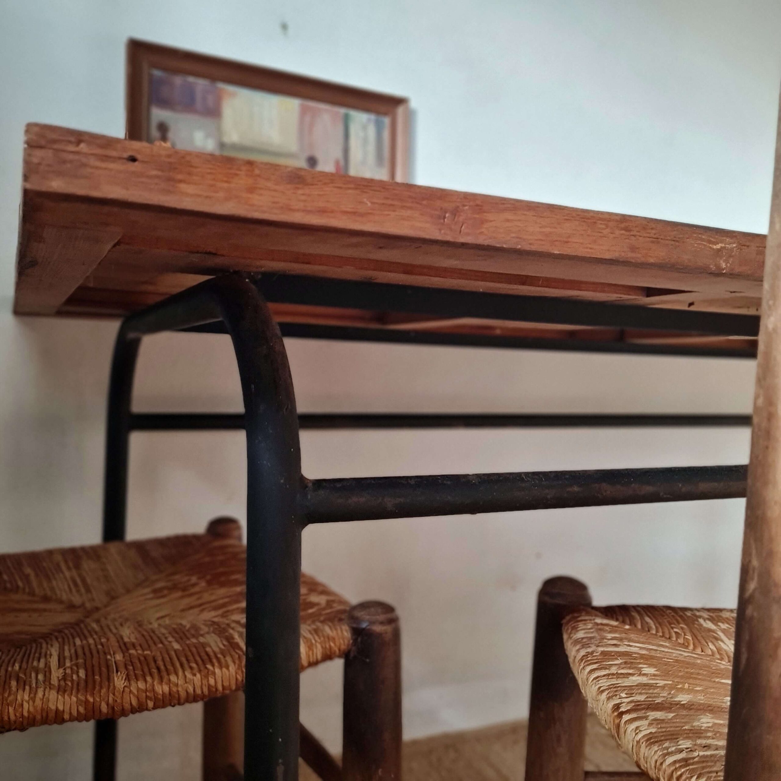 Table industrielle vintage bois et métal