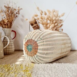 Panier ancien besace en osier - art populaire