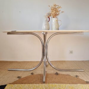 Table ovale marbre et chrome Roche Bobois années 70
