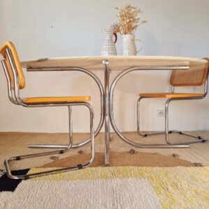 Table ovale marbre et chrome Roche Bobois années 70