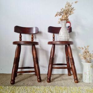 Paire de chaises tabourets - chêne - art populaire - brutaliste