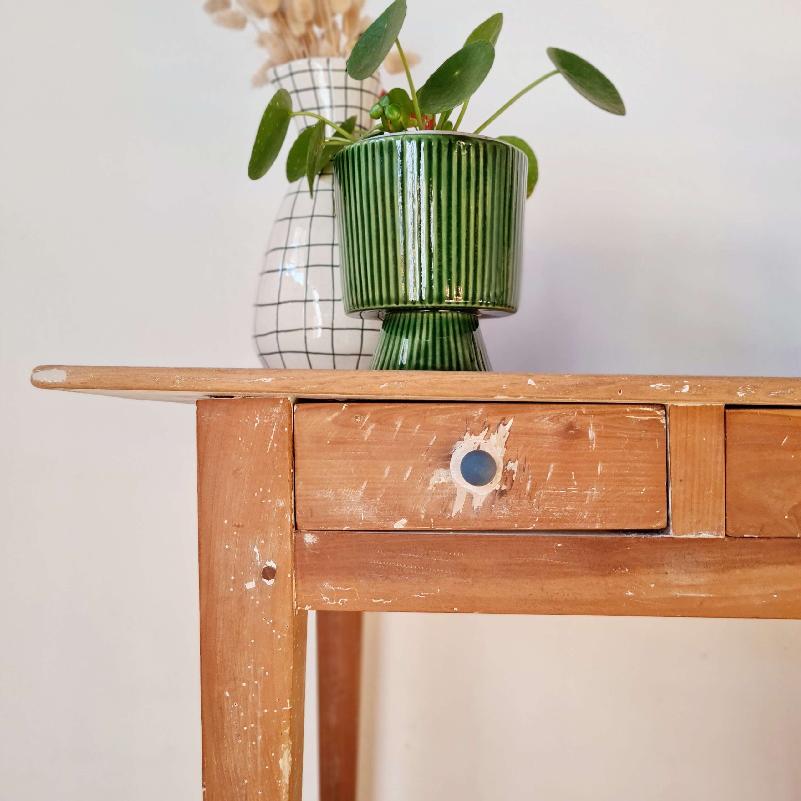 Table de ferme ancienne 2 tiroirs