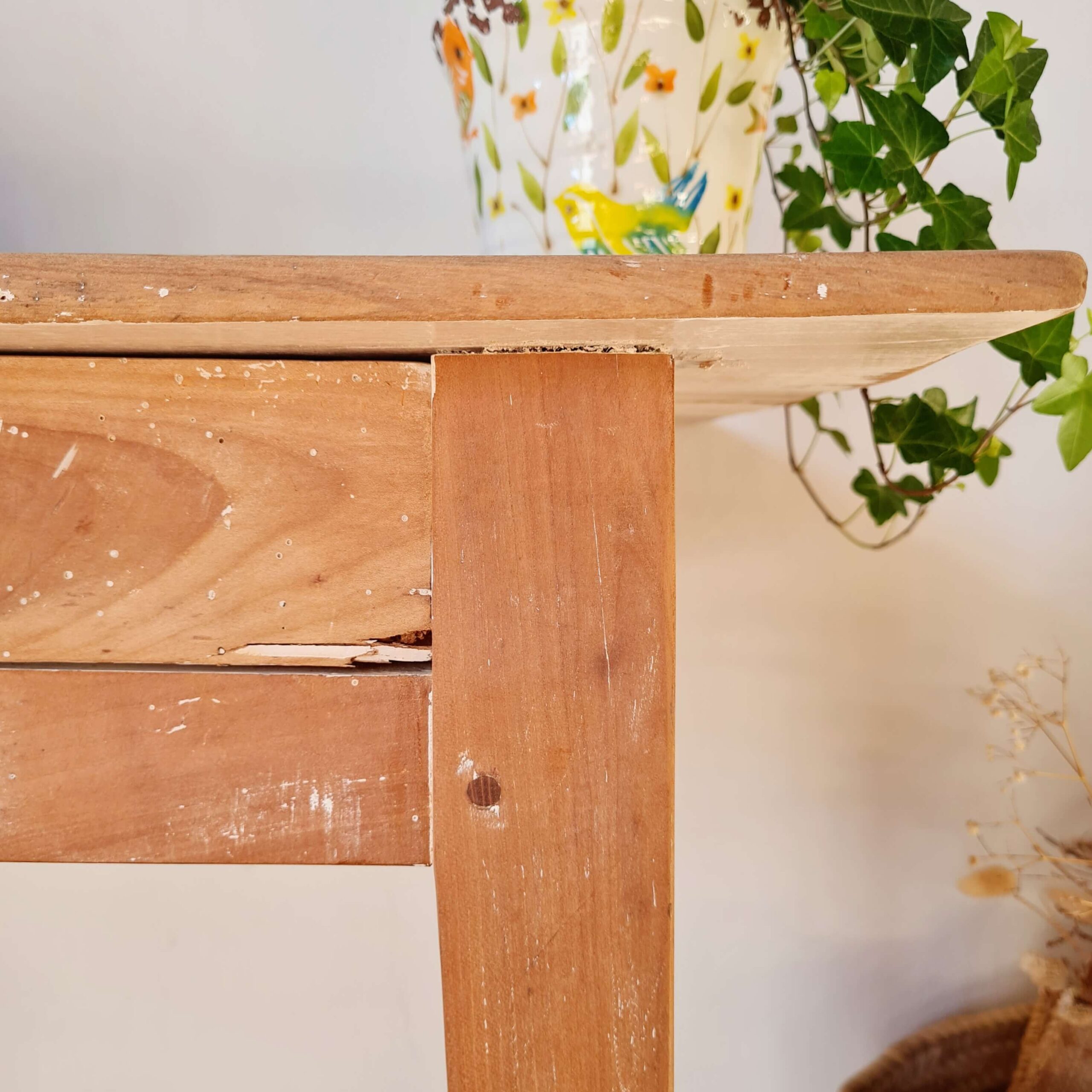 Table de ferme ancienne 2 tiroirs