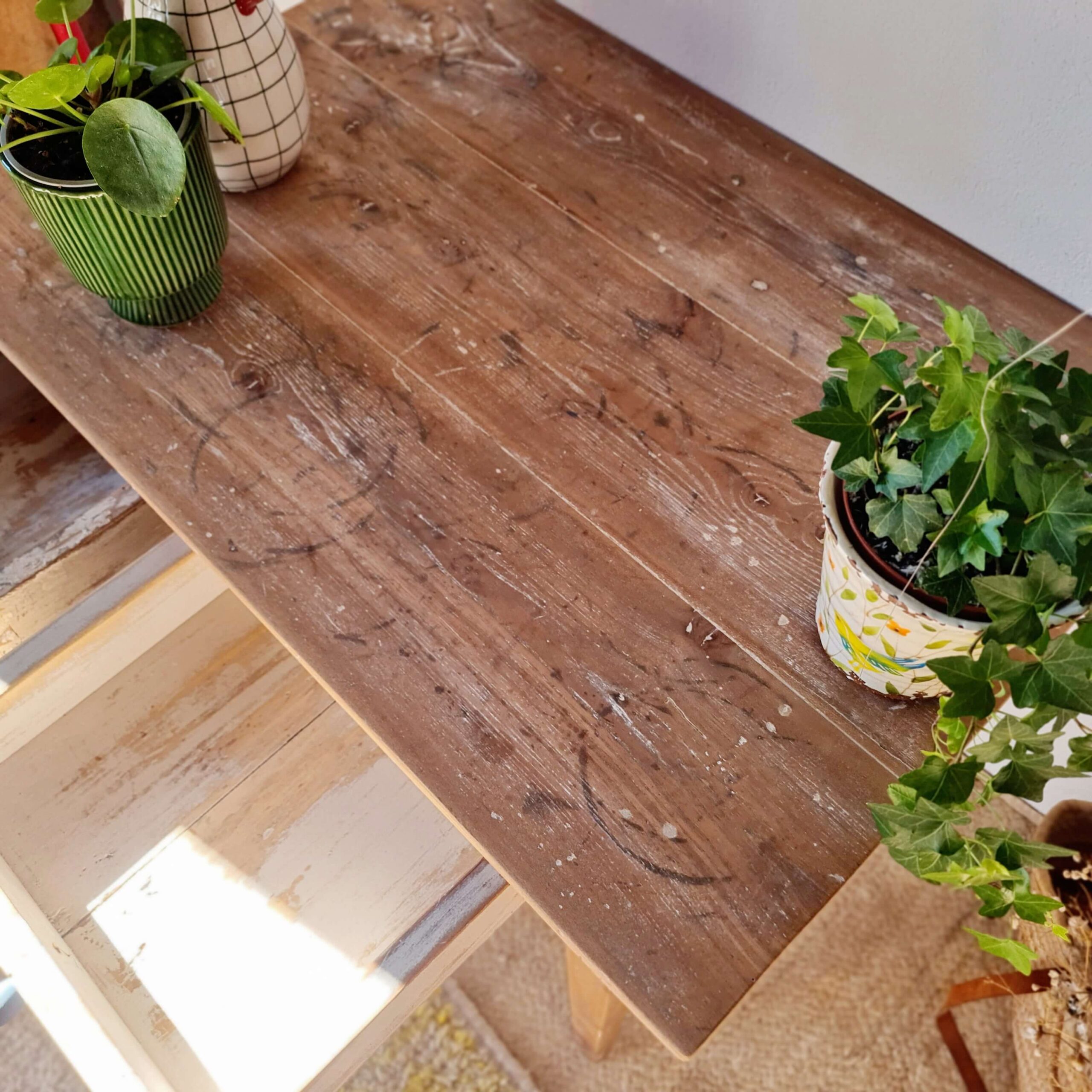 Table de ferme ancienne 2 tiroirs