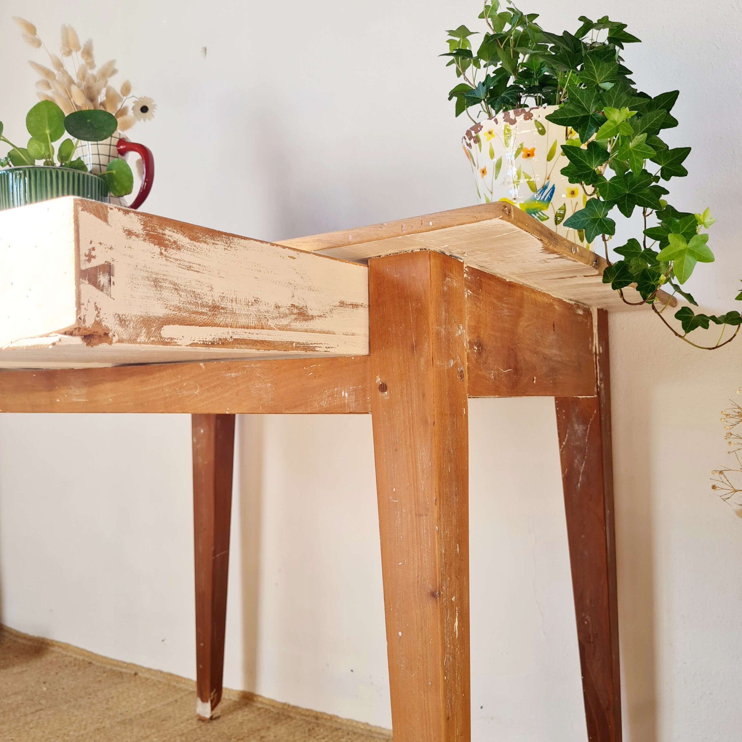 Table de ferme ancienne 2 tiroirs