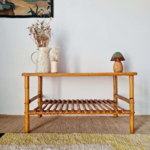 Table basse ancienne en rotin