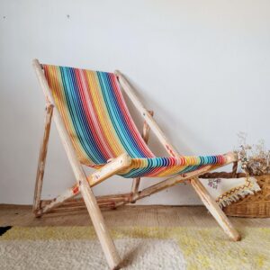 Chaise longue - Transat ancien tissu rayures