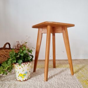 Tabouret vintage pieds compas – années 50/60 bois ancien design