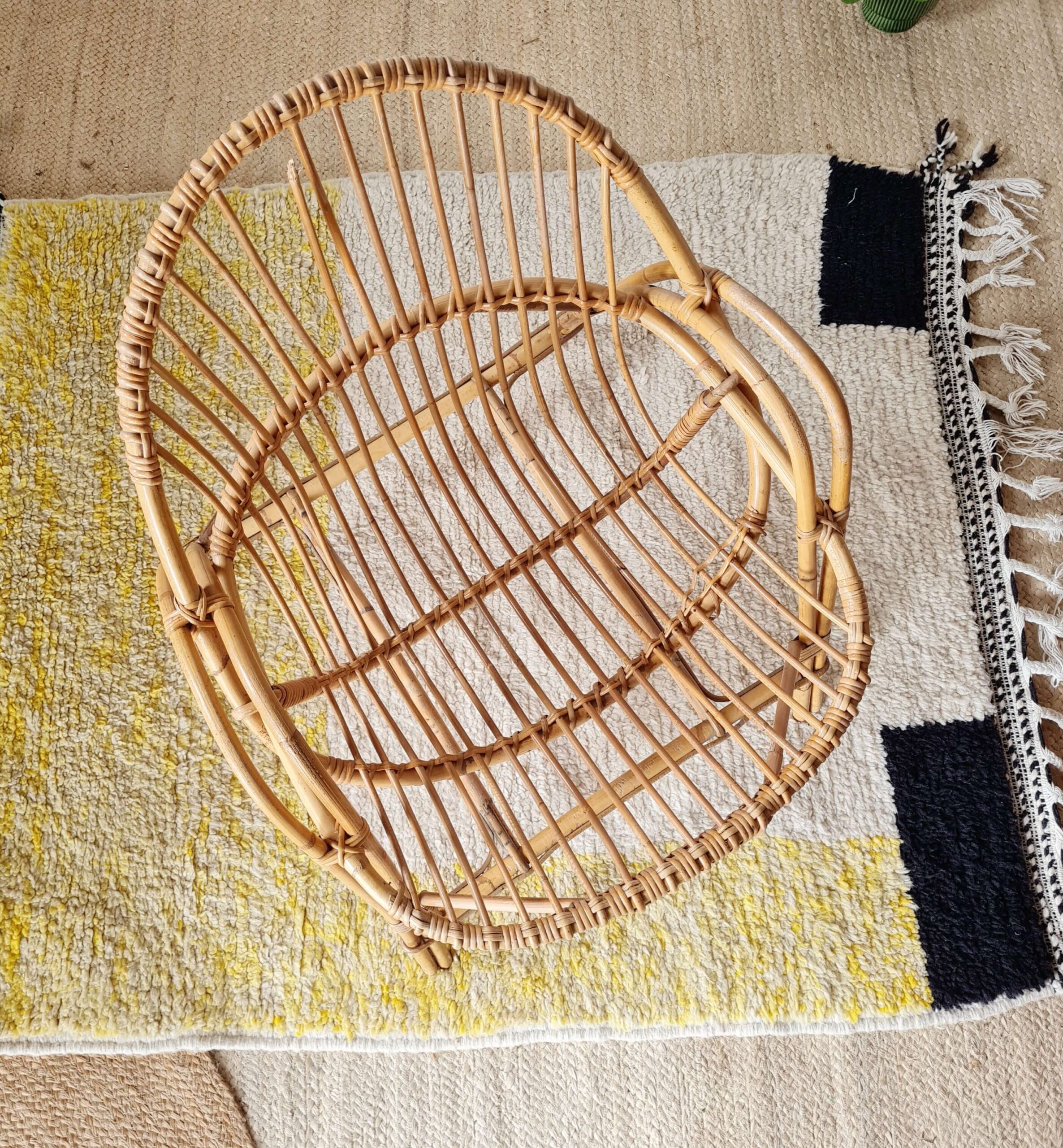 Fauteuil ancien en rotin - fauteuil adulte corbeille années 60