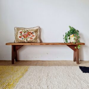 Banc de ferme ancien en bois massif - 128 cm