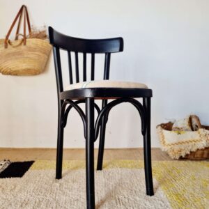Chaise bistrot bois courbé noir assise rayures