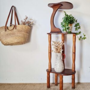 Sellette ancienne en bois - porte-plantes tripode
