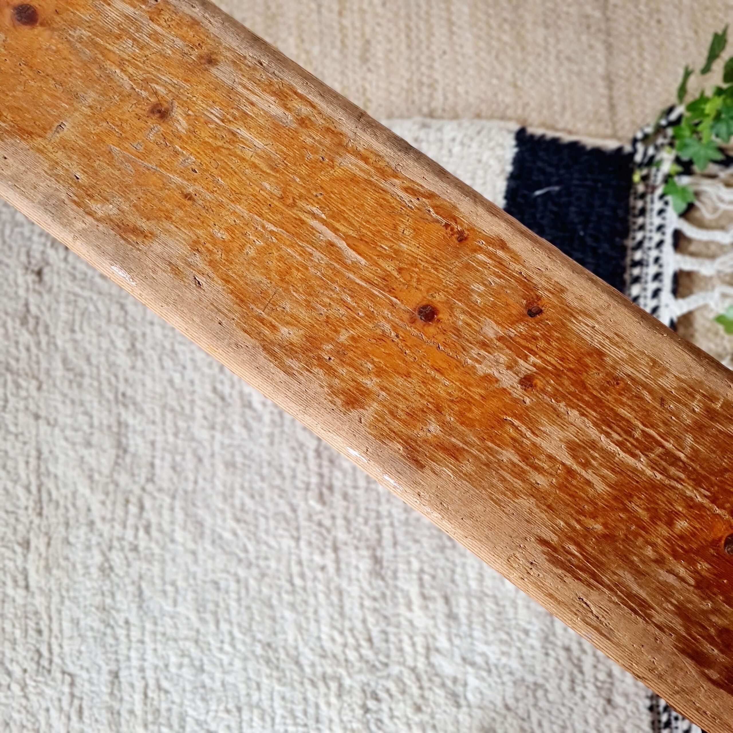 Banc de ferme ancien en bois massif - 128 cm