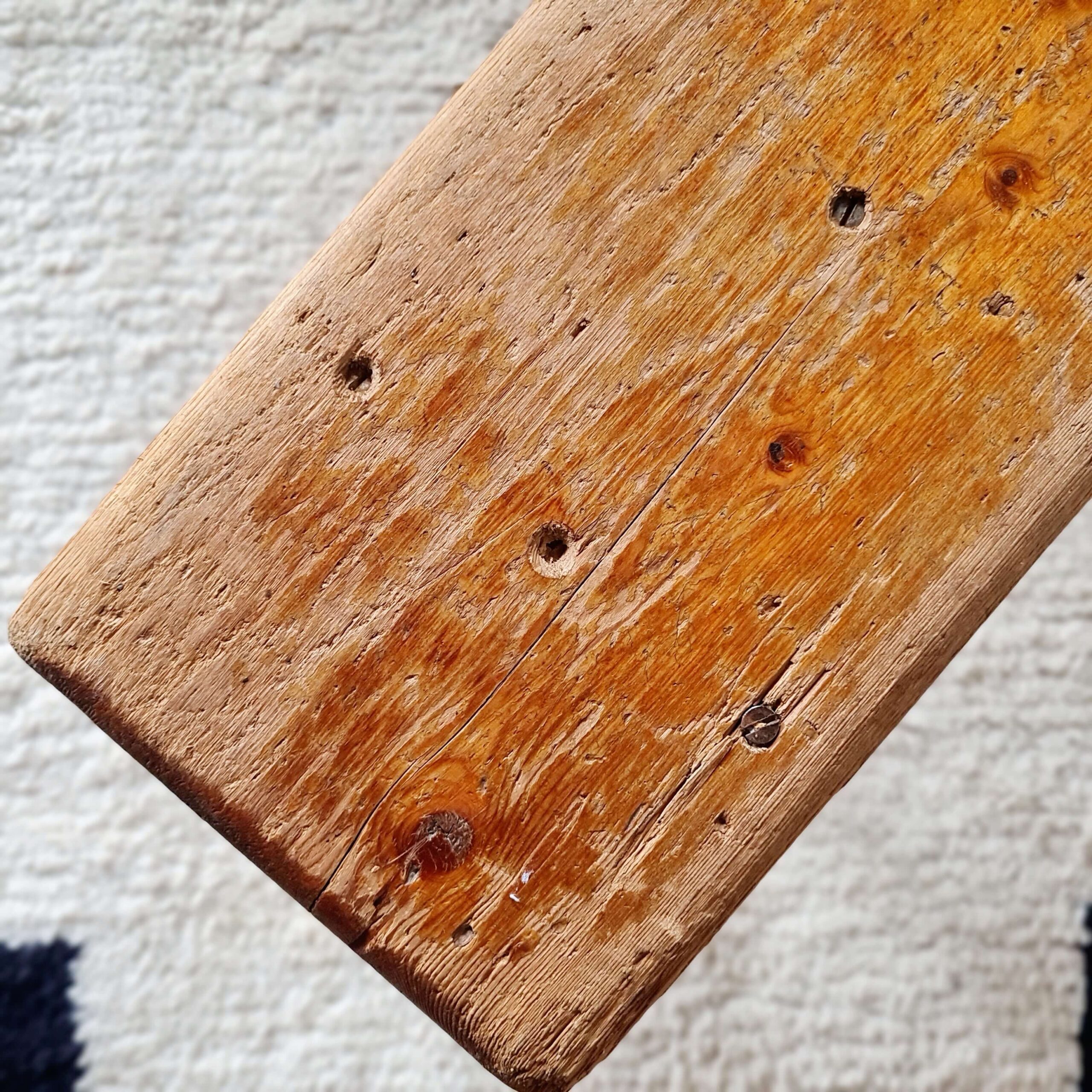 Banc de ferme ancien en bois massif - 128 cm