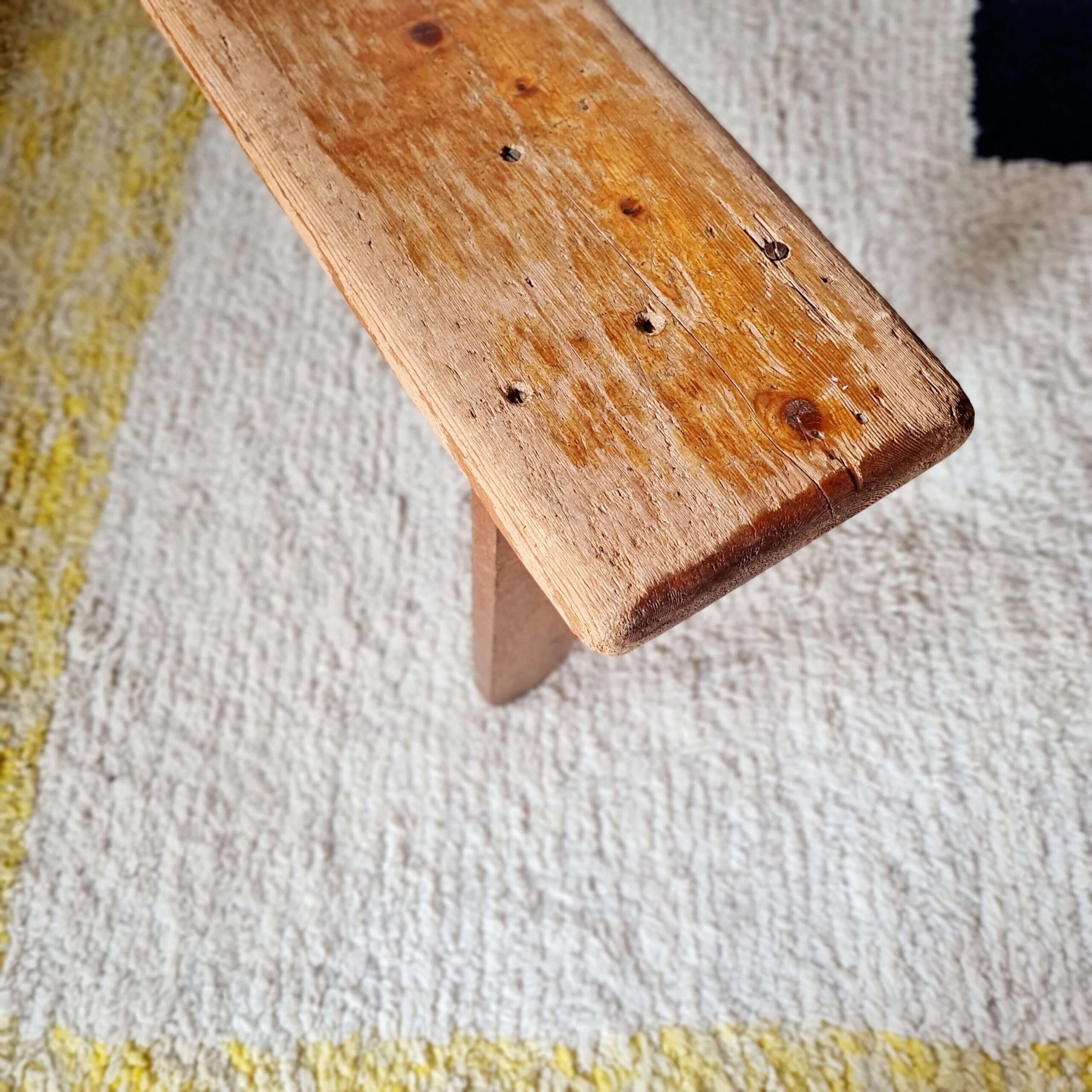 Banc de ferme ancien en bois massif - 128 cm