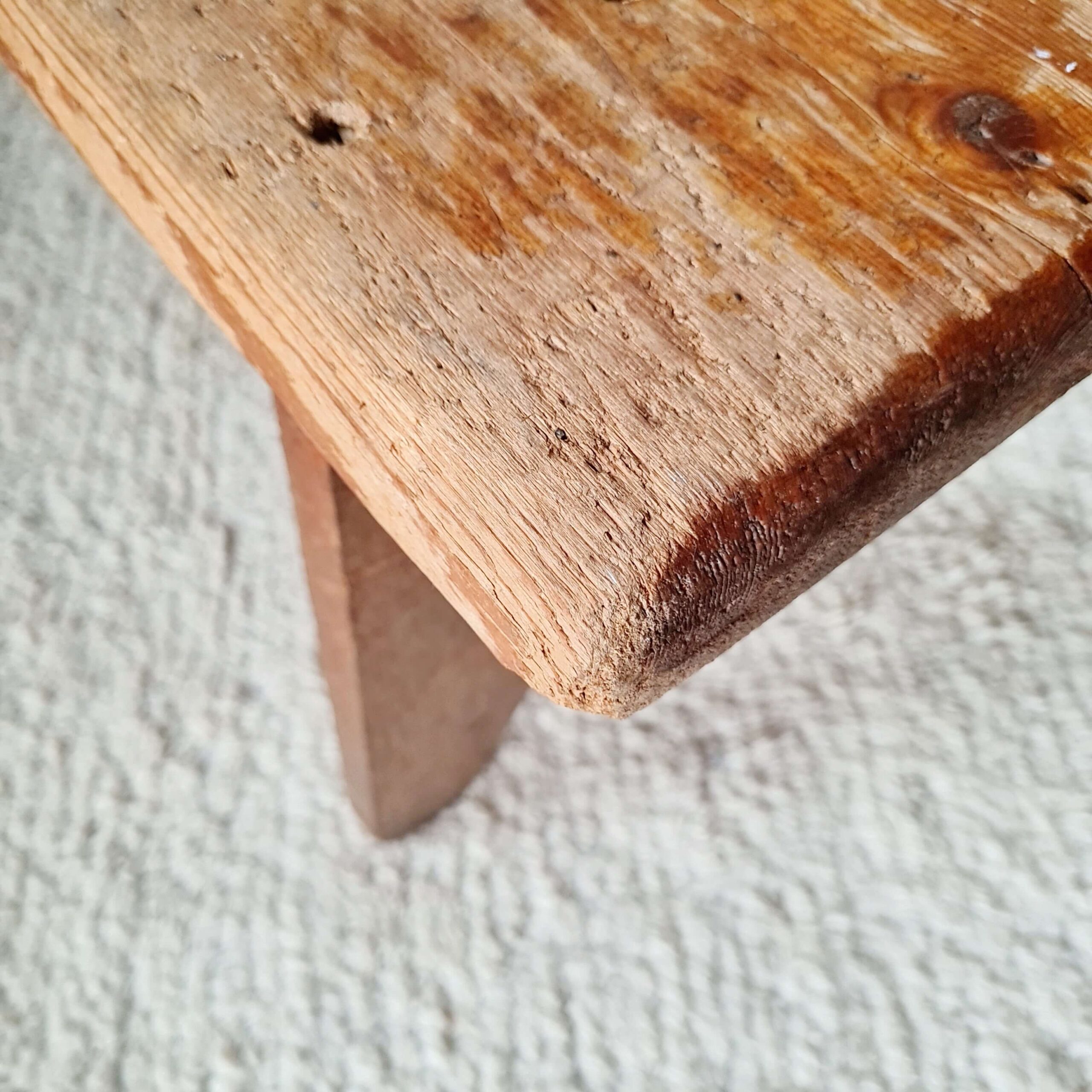 Banc de ferme ancien en bois massif - 128 cm