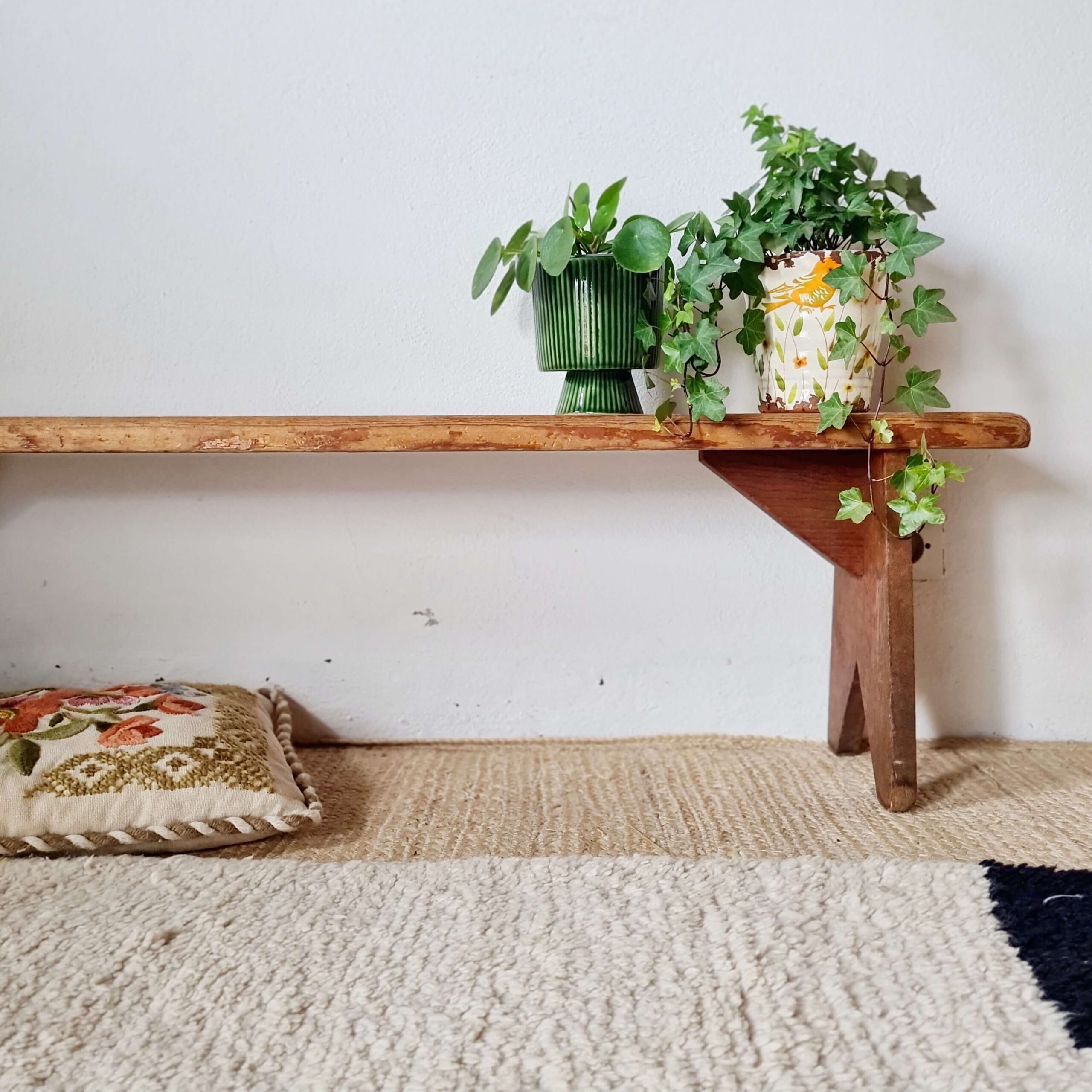 Banc de ferme ancien en bois massif - 128 cm