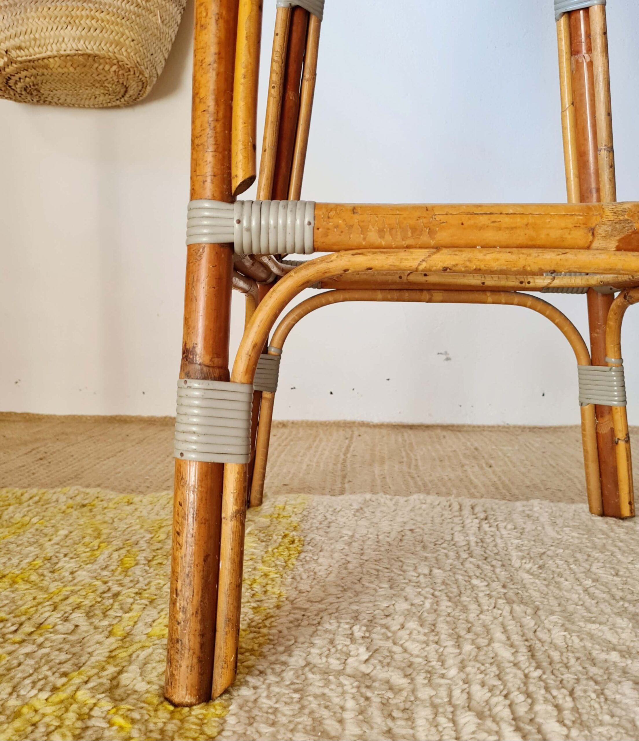 Paire de tabourets de bar vintage Gaty rotin