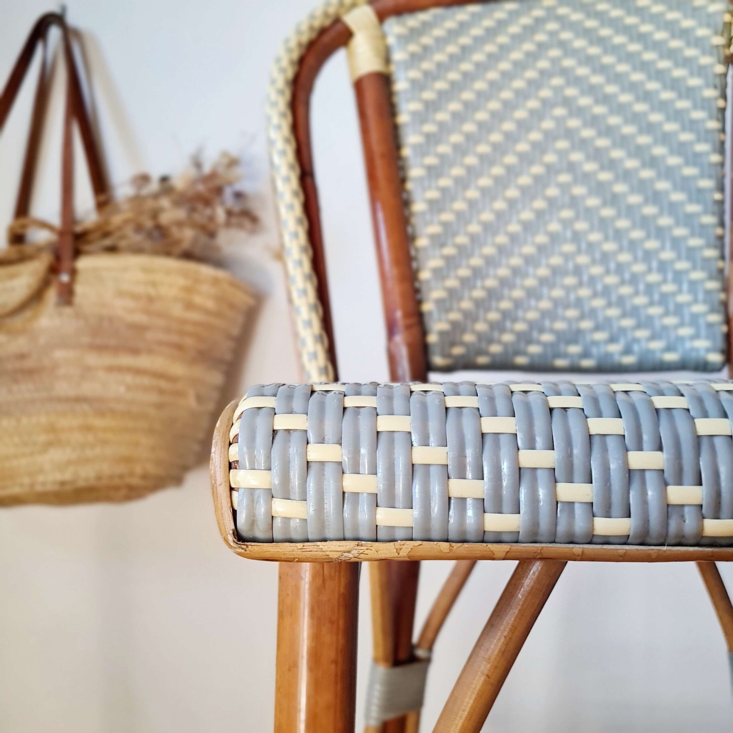 Paire de tabourets de bar vintage Gaty rotin