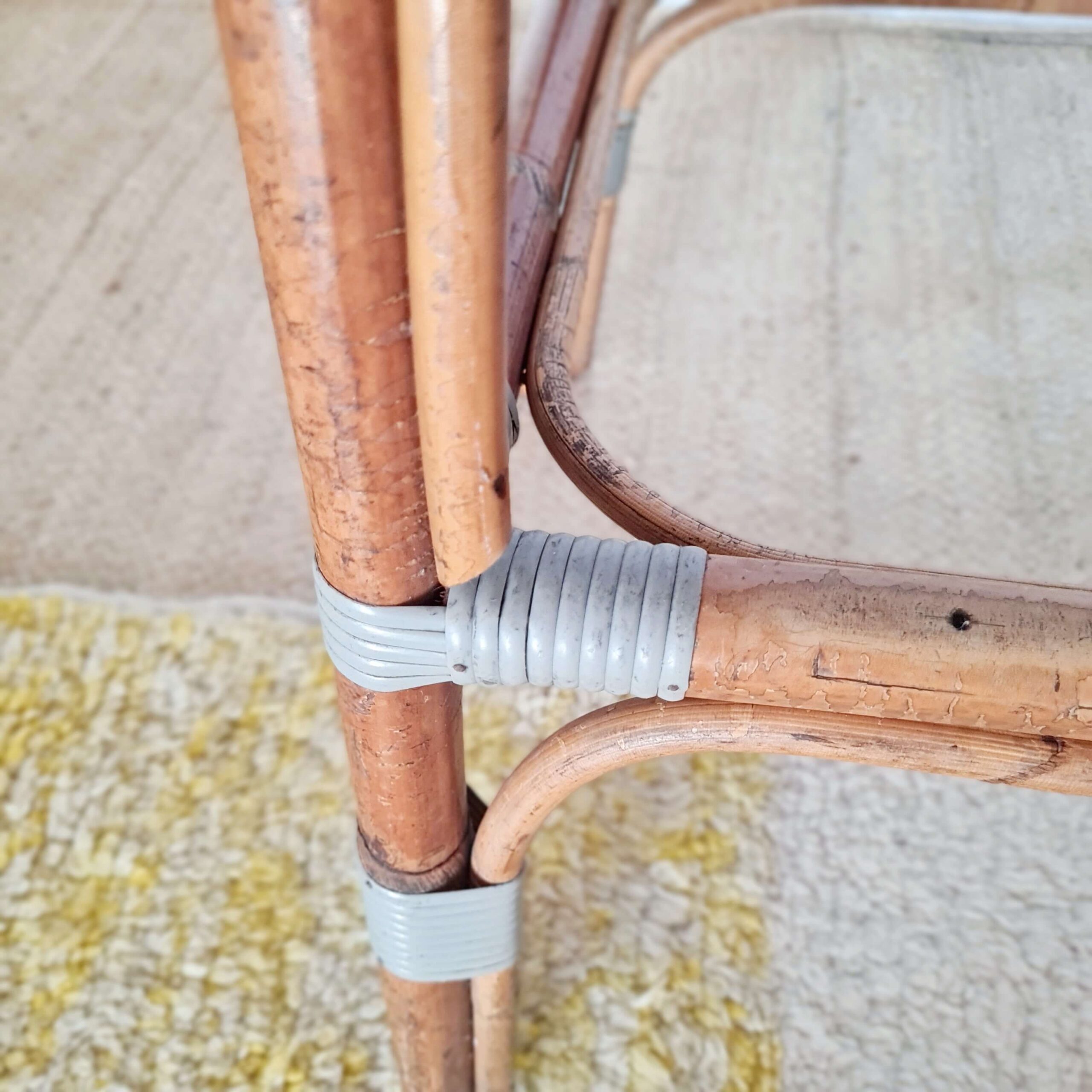 Paire de tabourets de bar vintage Gaty rotin