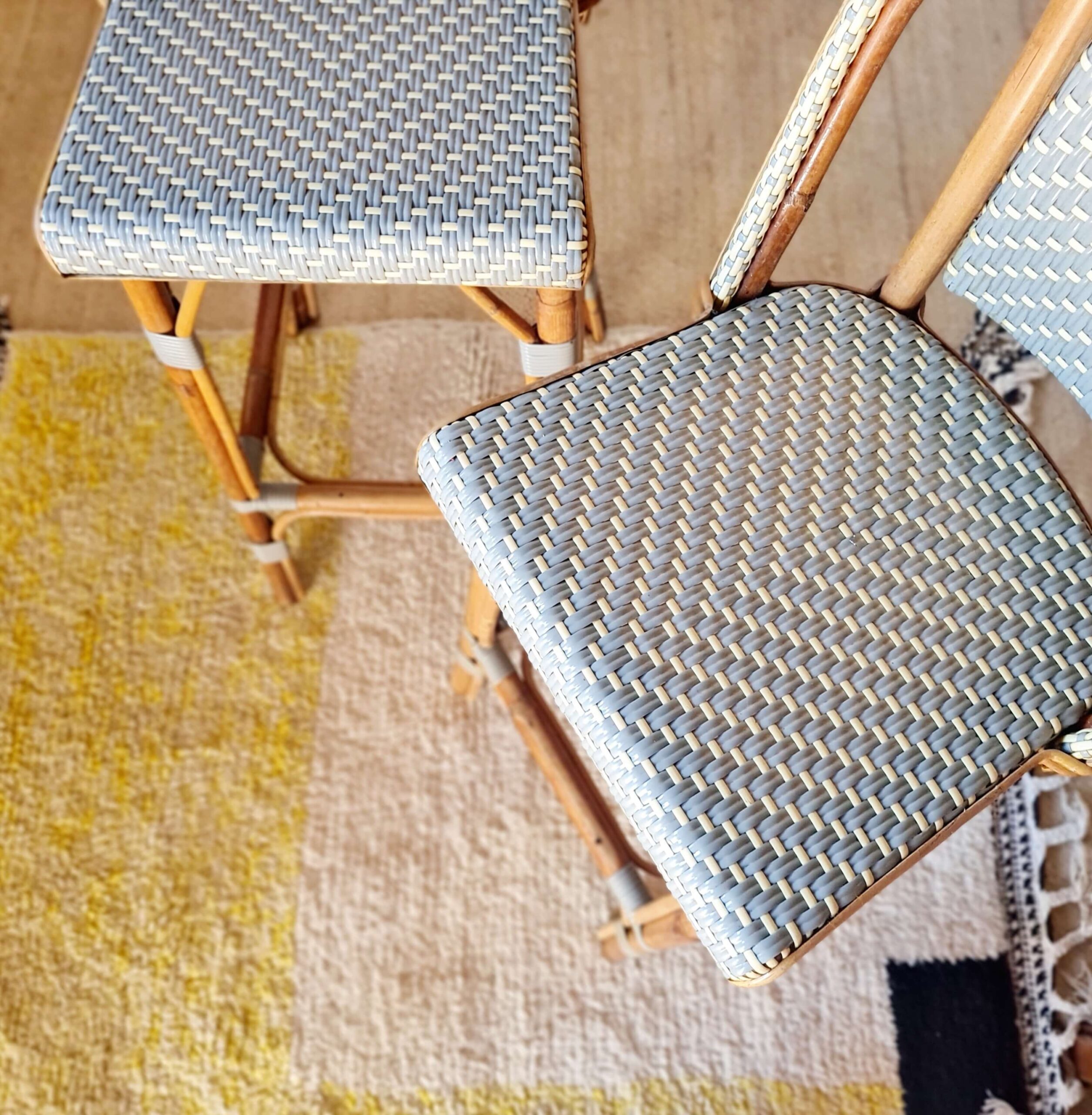 Paire de tabourets de bar vintage Gaty rotin