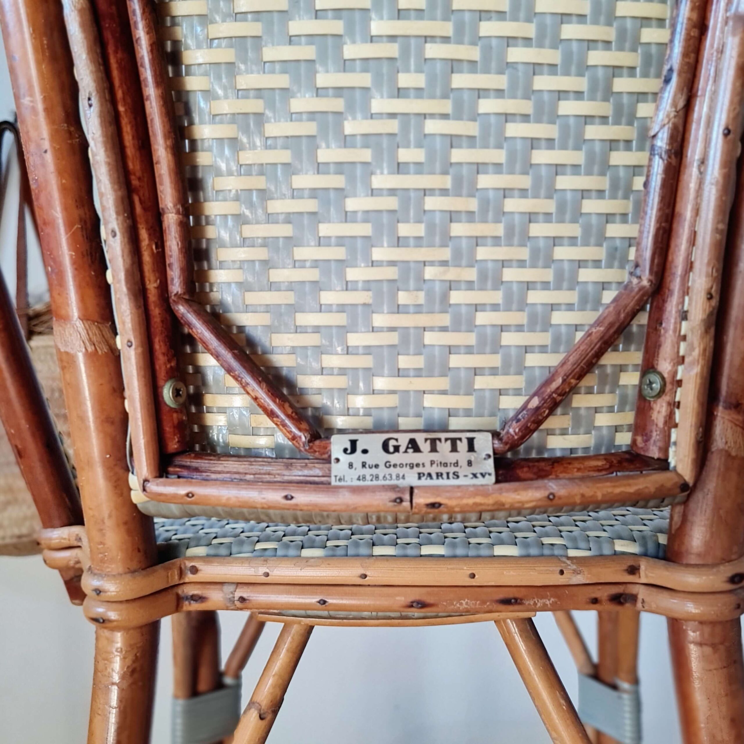 Paire de tabourets de bar vintage Gaty rotin