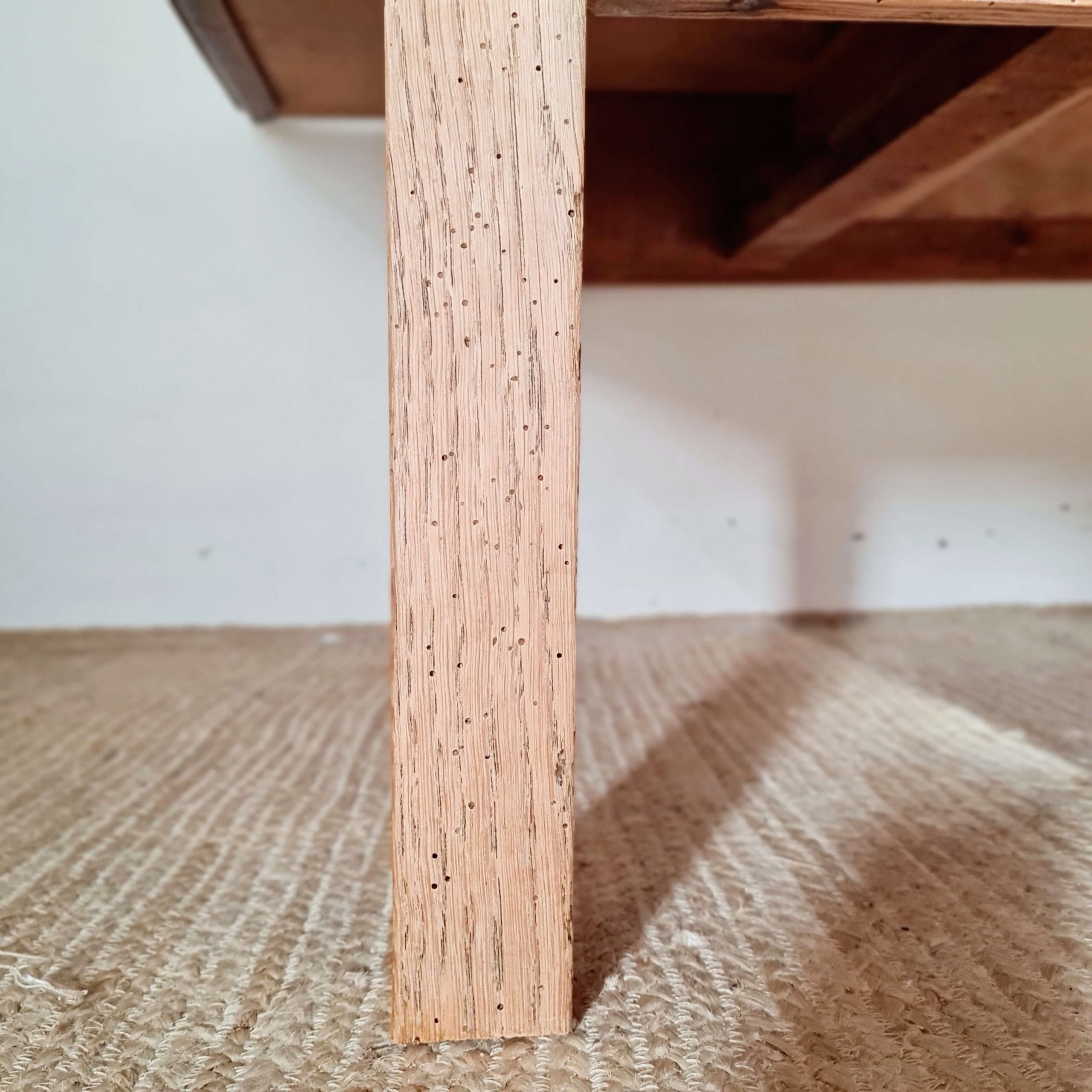 Table de ferme basse ancienne - tiroir - 128cm