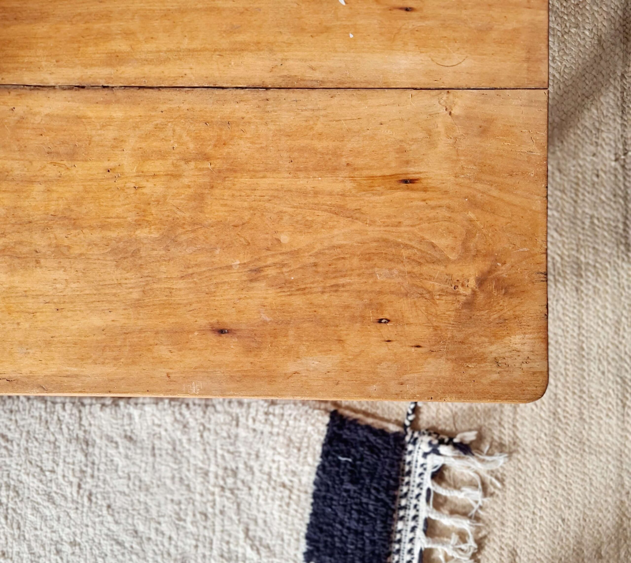 Table de ferme basse ancienne - tiroir - 128cm