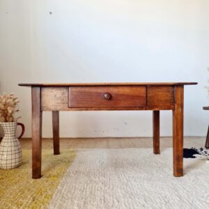 Table basse de ferme ancienne avec tiroir - L82cm