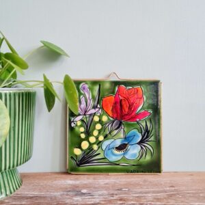 Carreau de céramique vintage Vallauris - Décor Floral