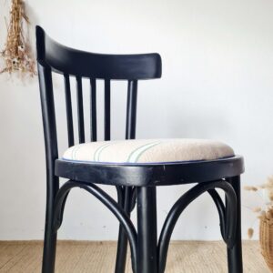 Chaise bistrot bois courbé noir assise rayures