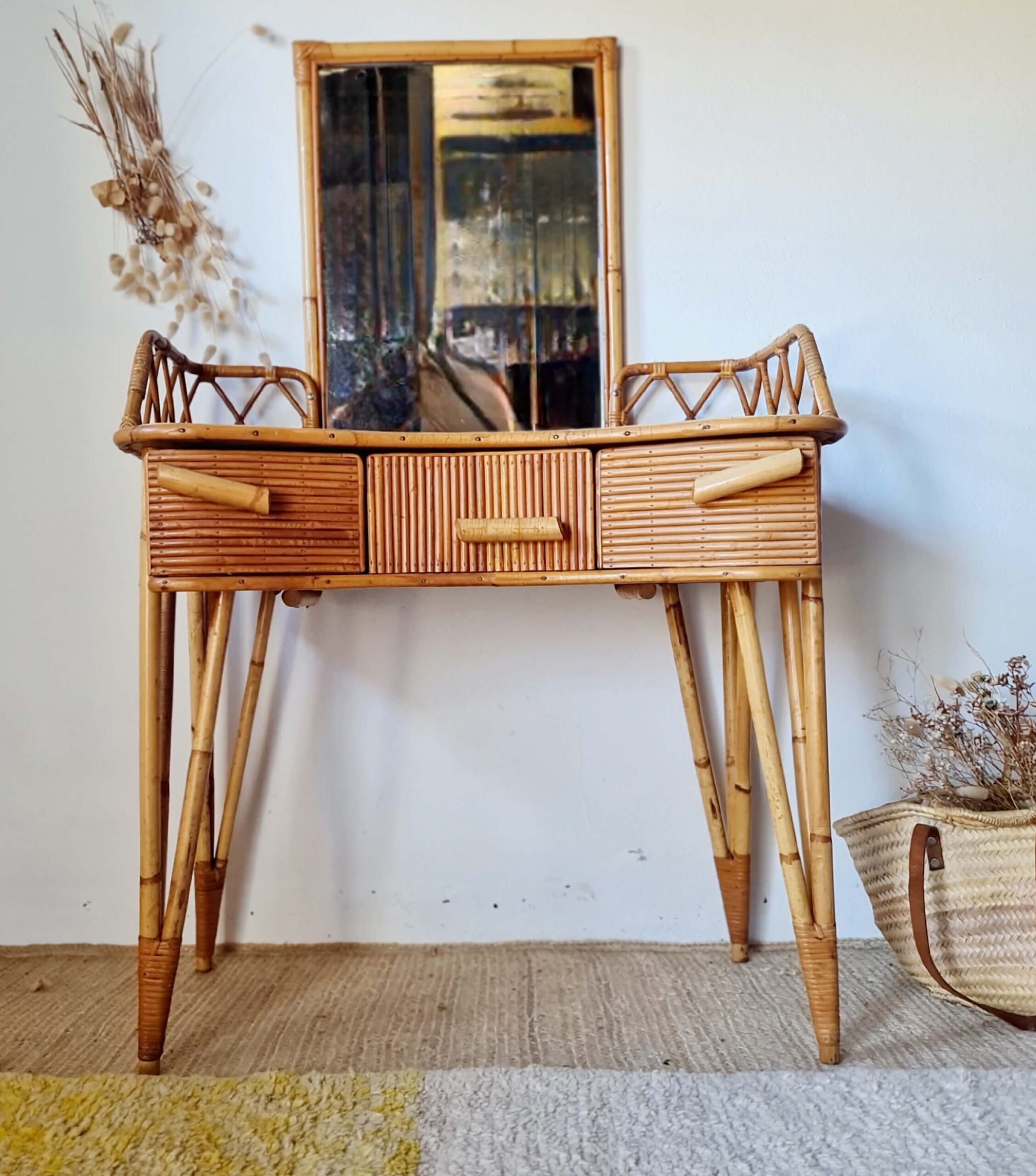 coiffeuse-rotin-vintage-annees-60-miroir-pieds-compas