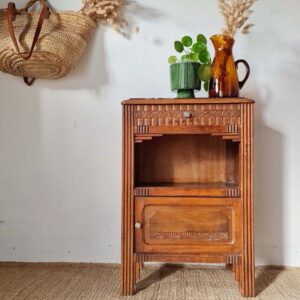 Chevet art déco en bois et marbre