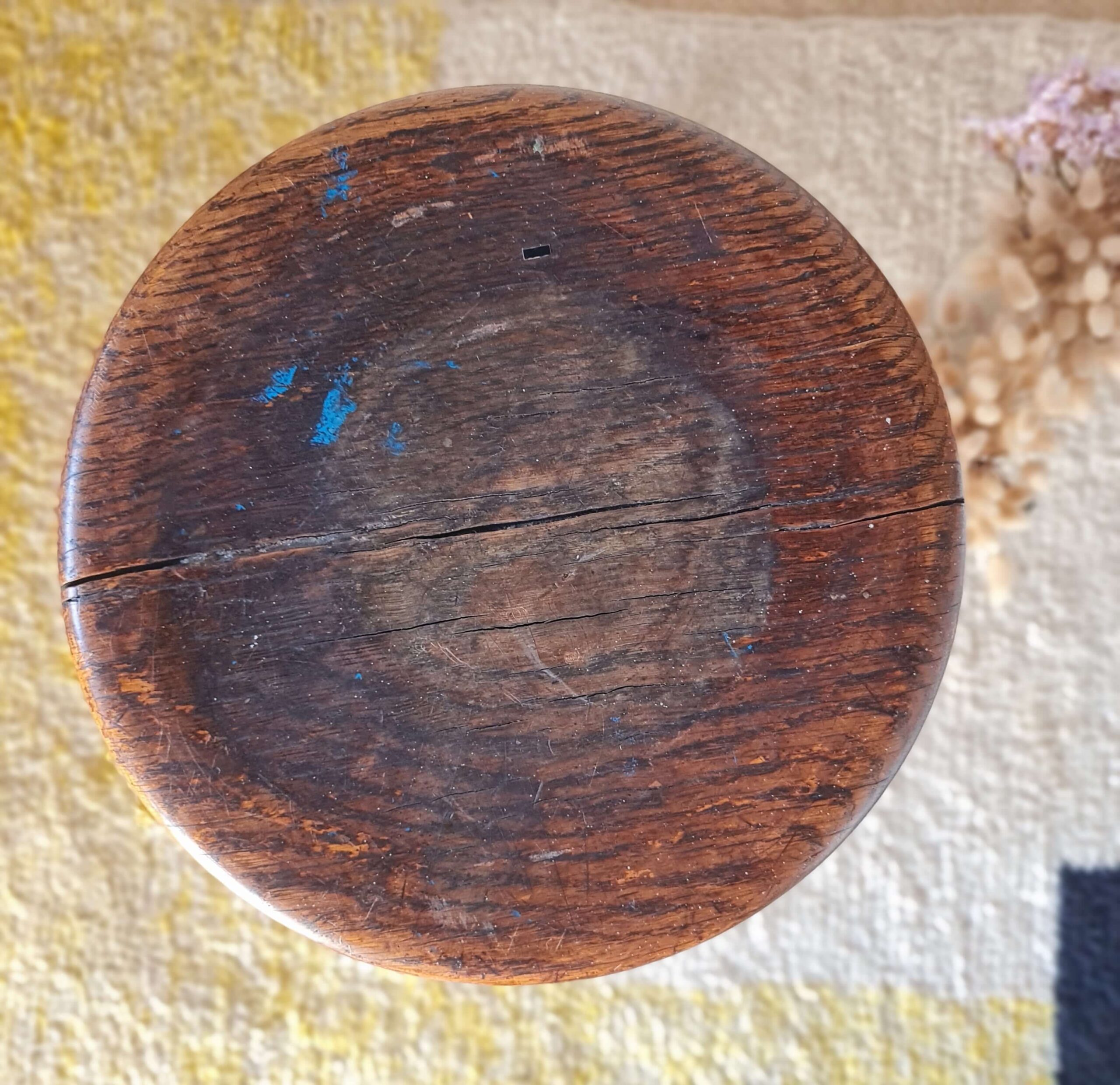 Plateau rond en bois massif tabouret haut