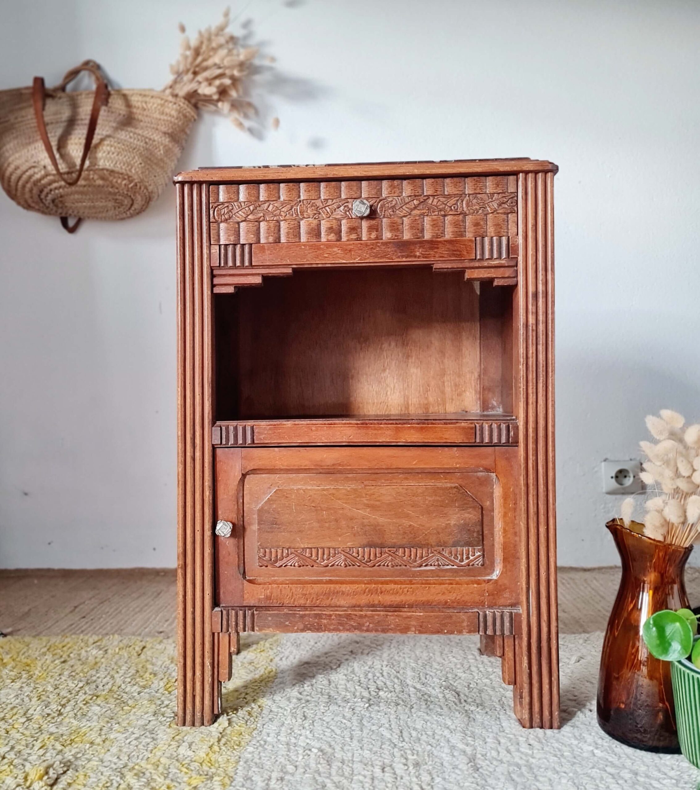 Table de chevet - guéridon art déco en bois